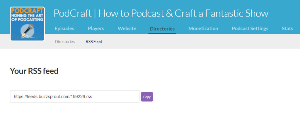 Finding RSS feed on Buzzsprout for podcast feed validator