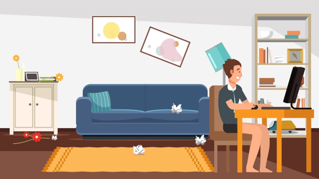 podcaster working from home