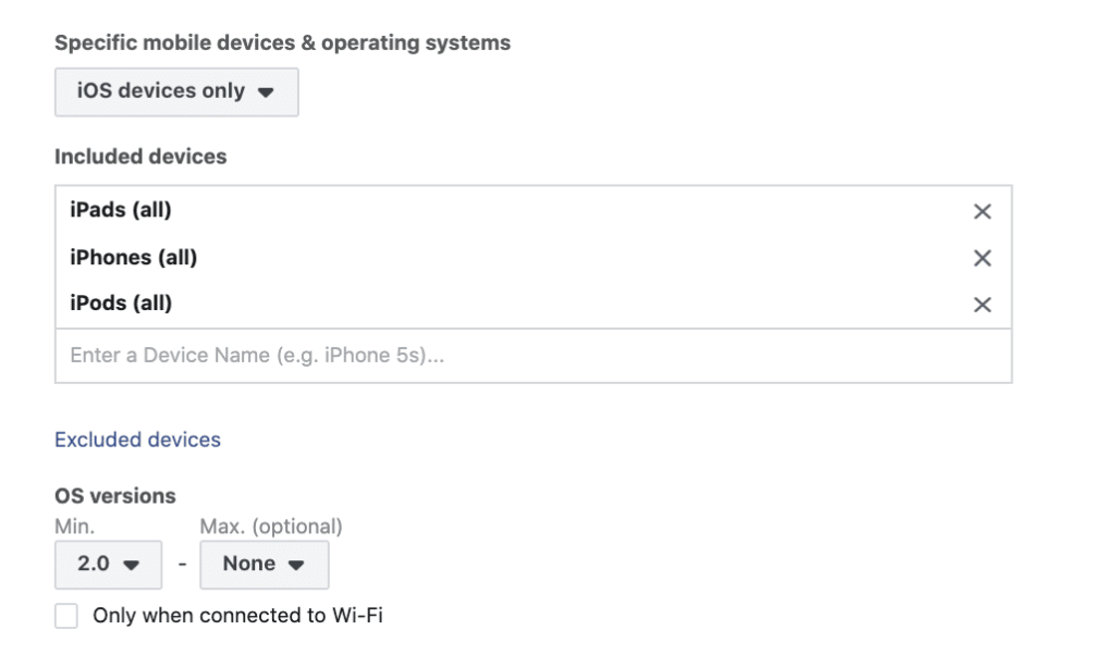 Facebook ads: Devices