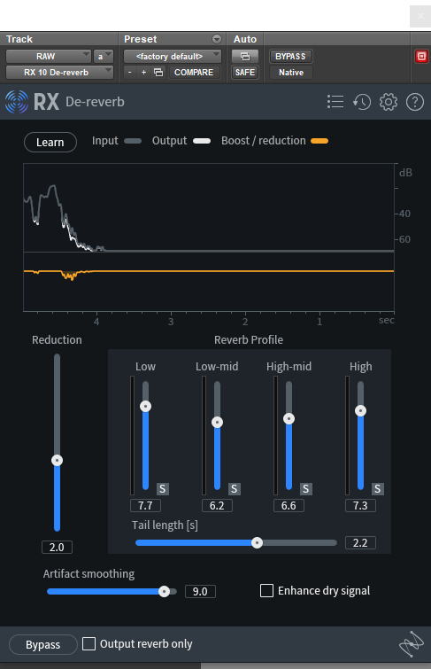 Rx De-Reverb UI