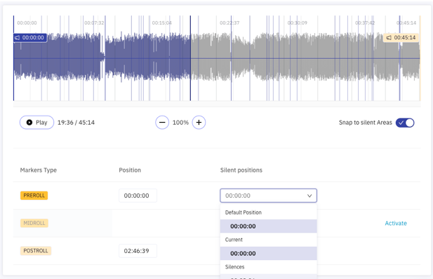 Acast review inserting ad markers screenshot